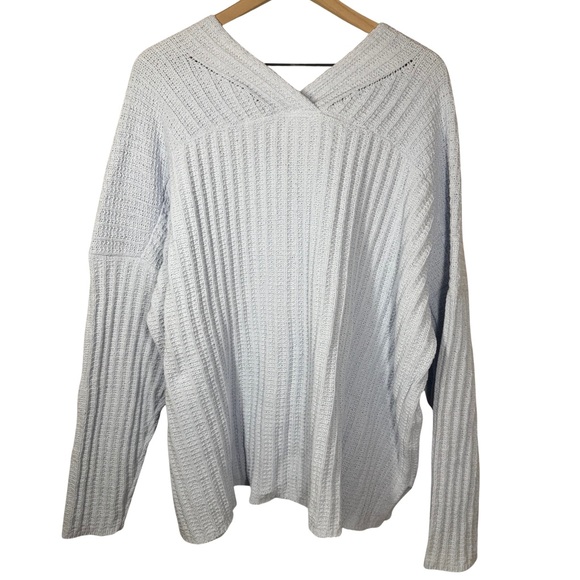 NWT J. Jill Plus Size 3x Chenille Knit Sweater Baby Powder Blue Hydrangea Preppy - Picture 4 of 6